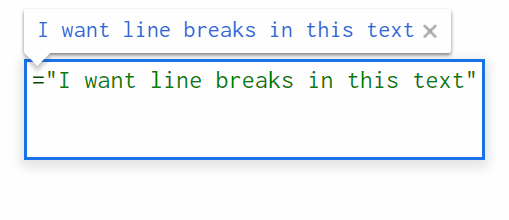 shows how to add line breaks in a formula using keyboard shortcuts
