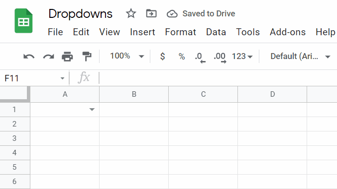 shows the color coding effect while using a dropdown in google sheets