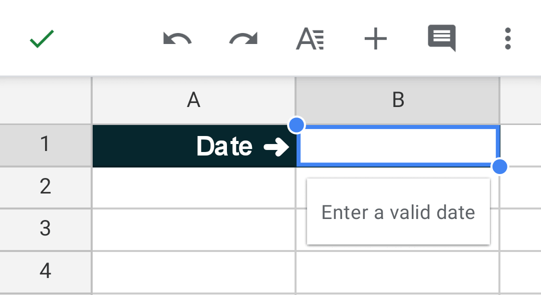 shows custom validation help text being shown when a user selects a cell in the android app