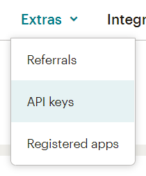shows where to access your api keys from the mailchimp account page
