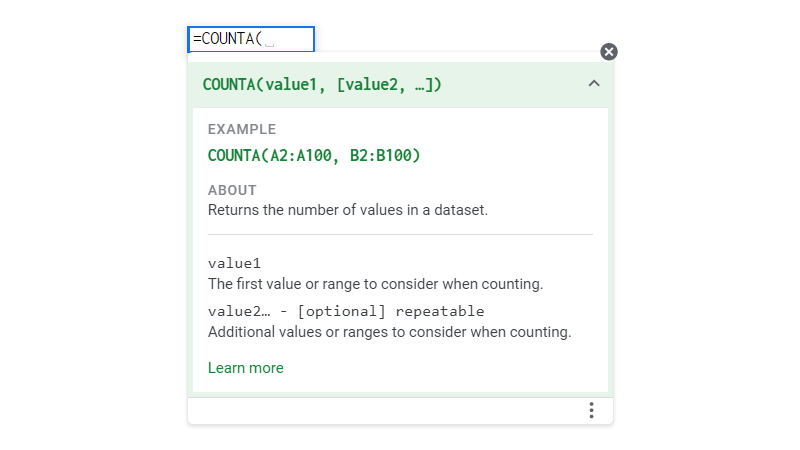 COUNTA Google Sheets Function [With Quiz]