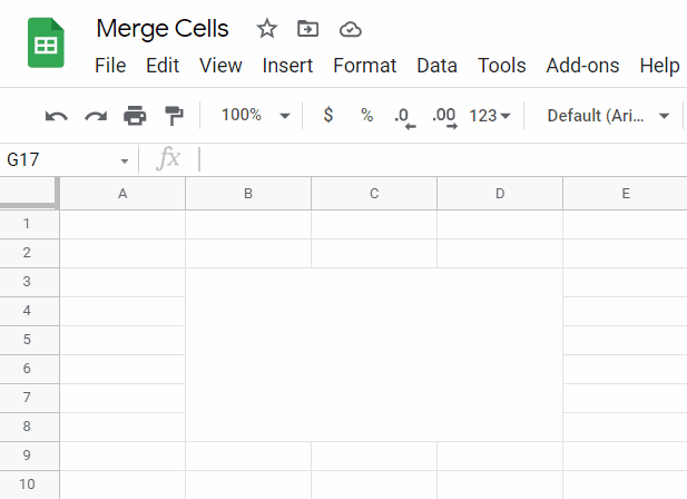 demonstration of how formatting is only applied to a merged range if the top-leftmost cell is included in the selection