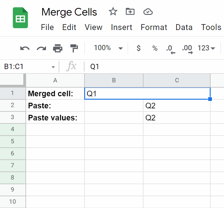 demonstration of how pasting a merged range normally or as values has the potential to overwrite nearby data