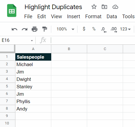 shows how to select columns by clicking and dragging on column labels in google sheets