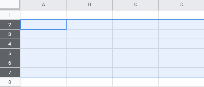 shows how to select columns or rows to be hidden in google sheets