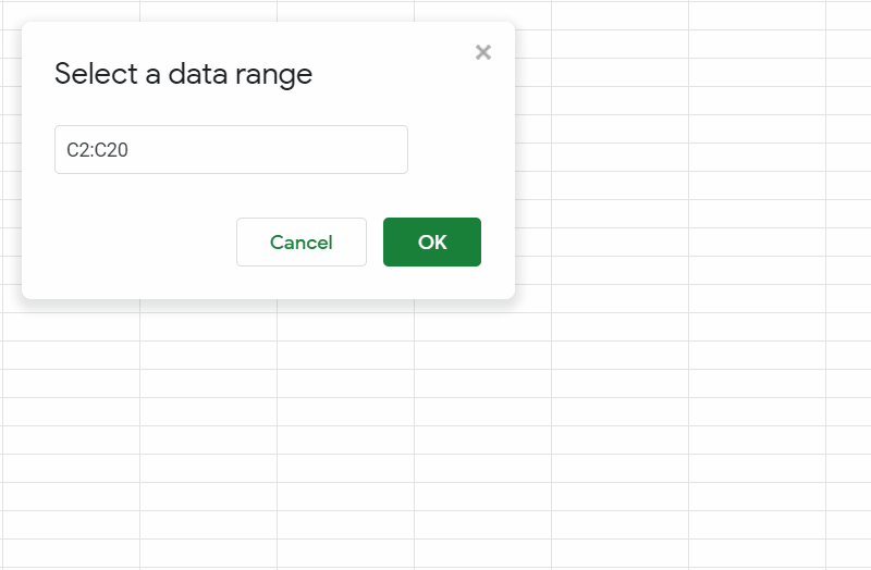 shows how to reference an entire column of data when creating a list from a range dropdown