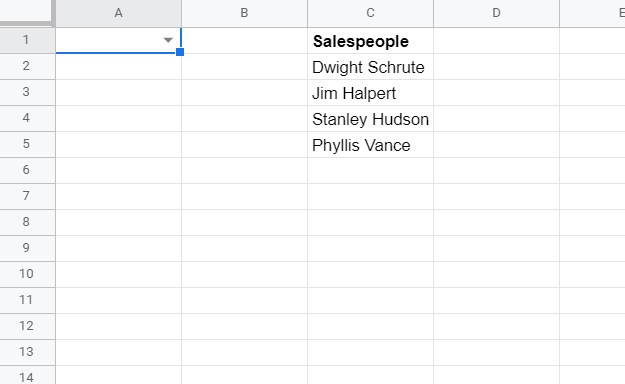 shows how using relative references instead of absolute will affect list from a range dropdowns