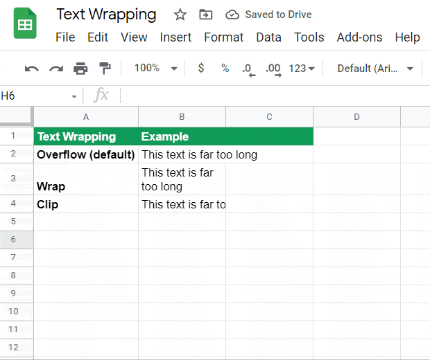 demonstration of text wrapping keyboard shortcuts